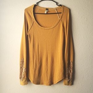 FREE PEOPLE Mustard Thermal Top
